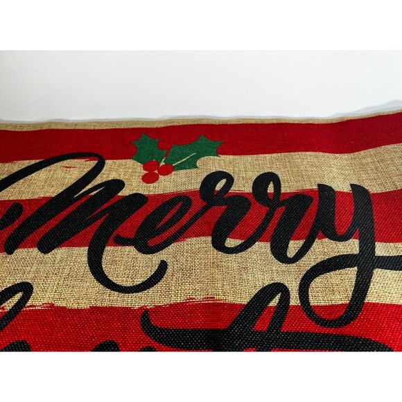 NEW Merry Christmas Rug Doormat Rubber Back Indoor Outdoor Red Natural - Picture 3 of 11